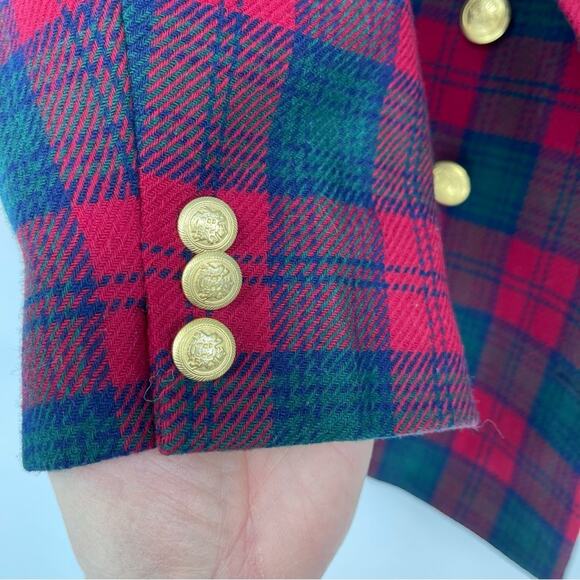 Pendleton Sz 16 Petite Wool Red Green Black Lined Blazer Tartan Vintage Holiday - Picture 13 of 16